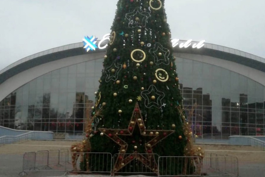 В Тамбове у "Кристалла" установили новогоднюю ёлку
