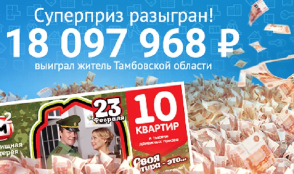 В лотерее разыгрывалось 5 телевизоров 25. Суперприз картинка. Тамбовчане выиграли в лотерею по миллиону рублей. Выигрыш в жилищную лотерею фото.