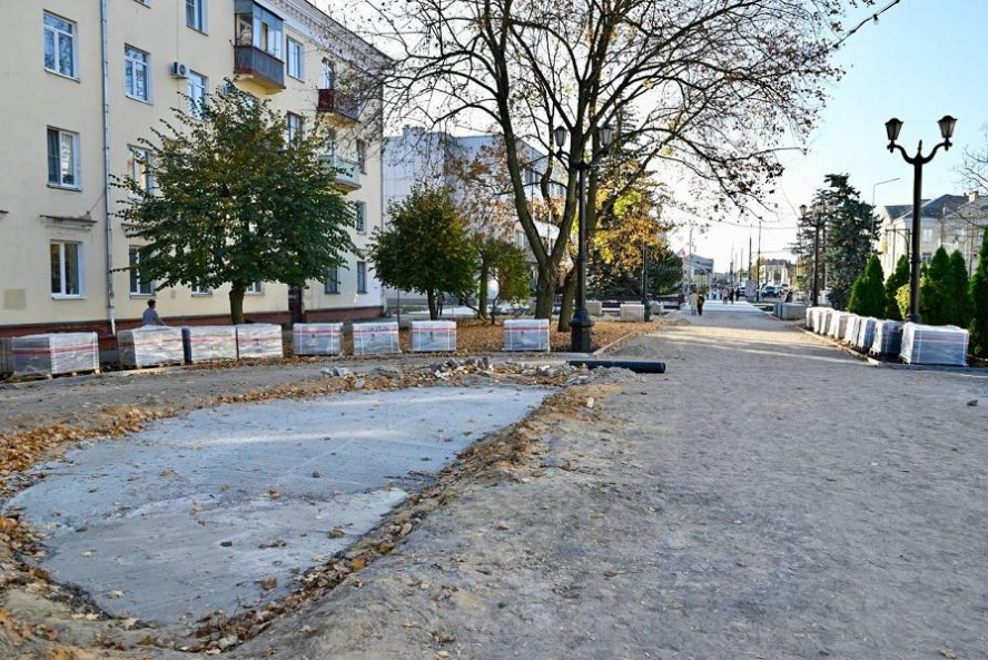 В Тамбове благоустраивают пешеходный участок улицы Октябрьской