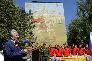 Открытие панно с изображением Георгия Победоносца в Тамбове