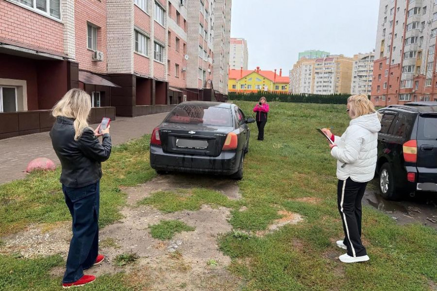 На севере Тамбова провели рейд по выявлению парковки на зелёной зоне