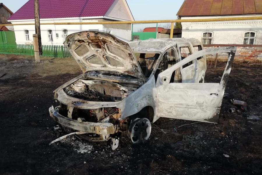 Из-за пала сухой травы в Сосновском районе сгорел автомобиль