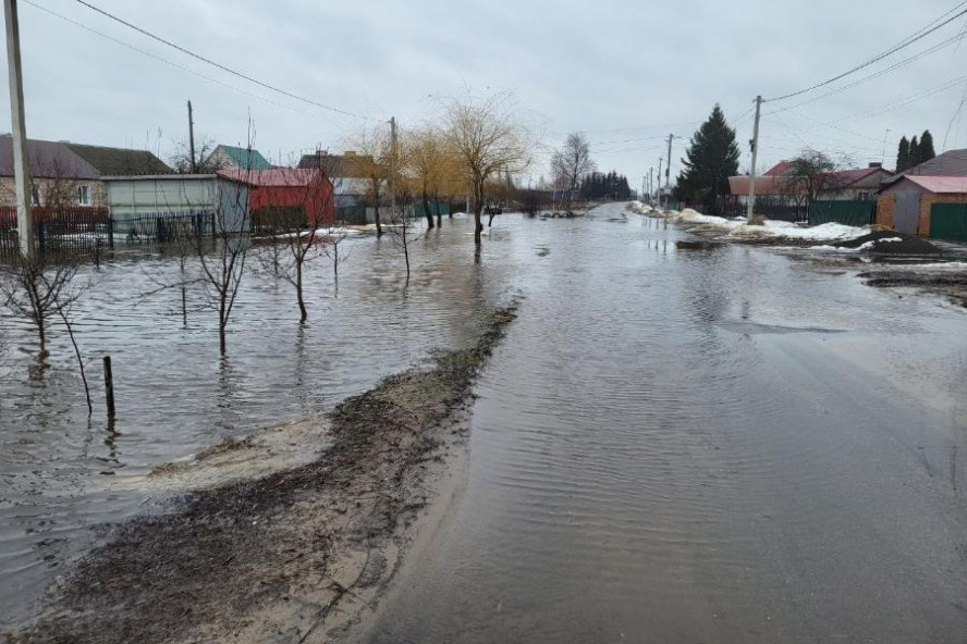 Проливной дождь и талые воды привели к подтоплению улиц города Рассказово