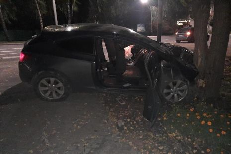 На западе Тамбова пьяный водитель на иномарке врезался в дерево